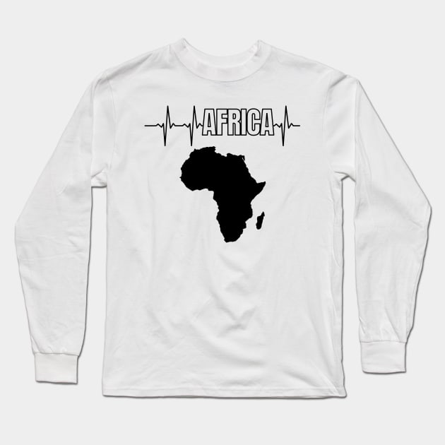 Africa Heartbeat, Continent of Africa Long Sleeve T-Shirt by UrbanLifeApparel